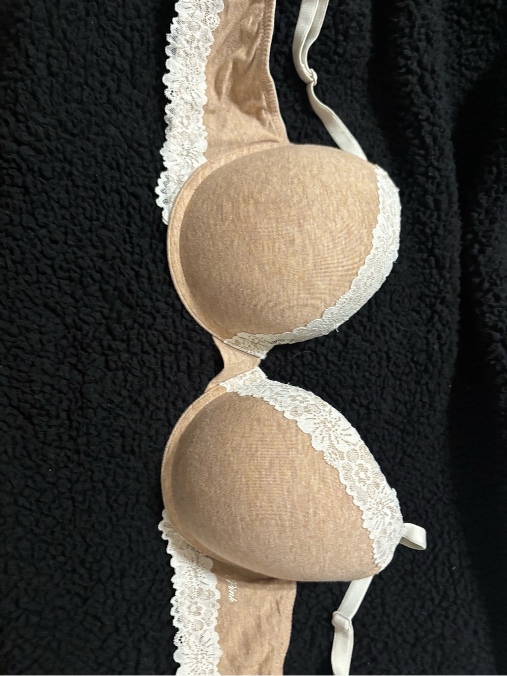 PINK Victoria's Secret Beige Bra with White Lace